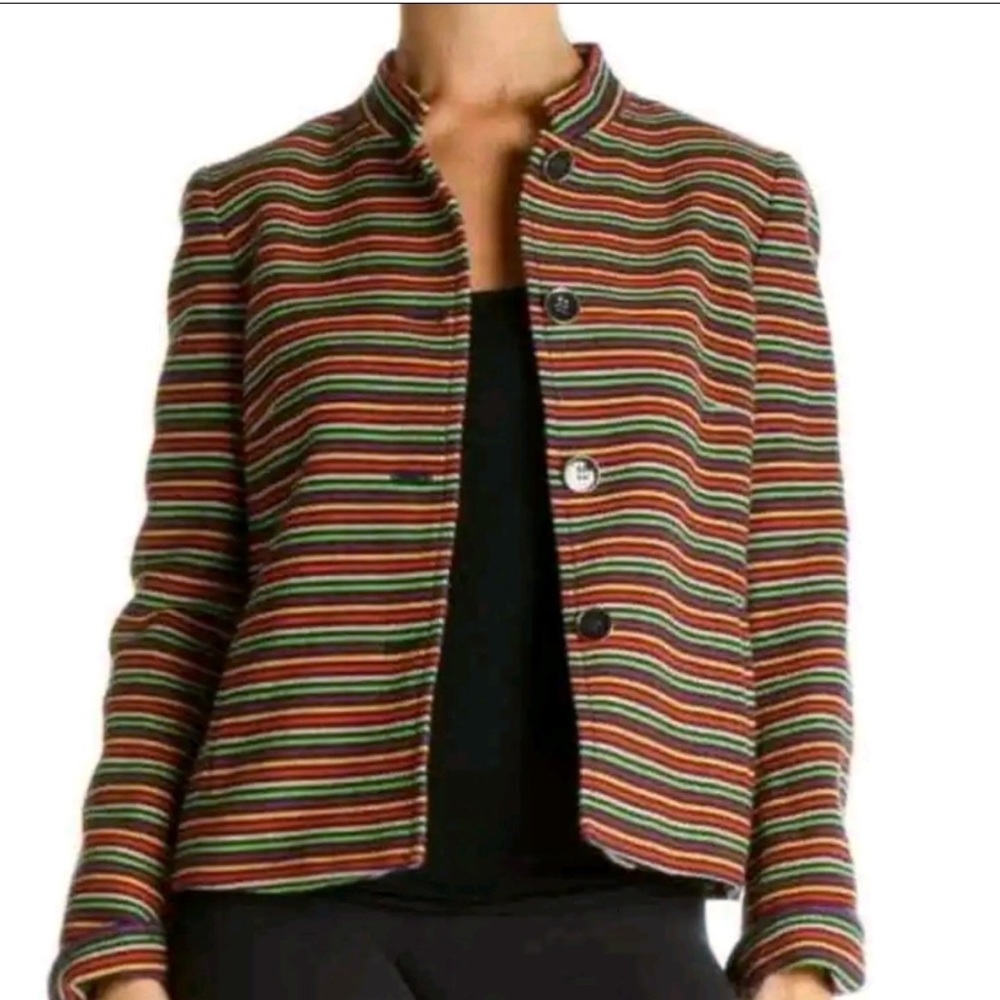 โขTALBOTSโข Shimmer Multicolor Stripedโ Button Front Jacket Blazer Size 14